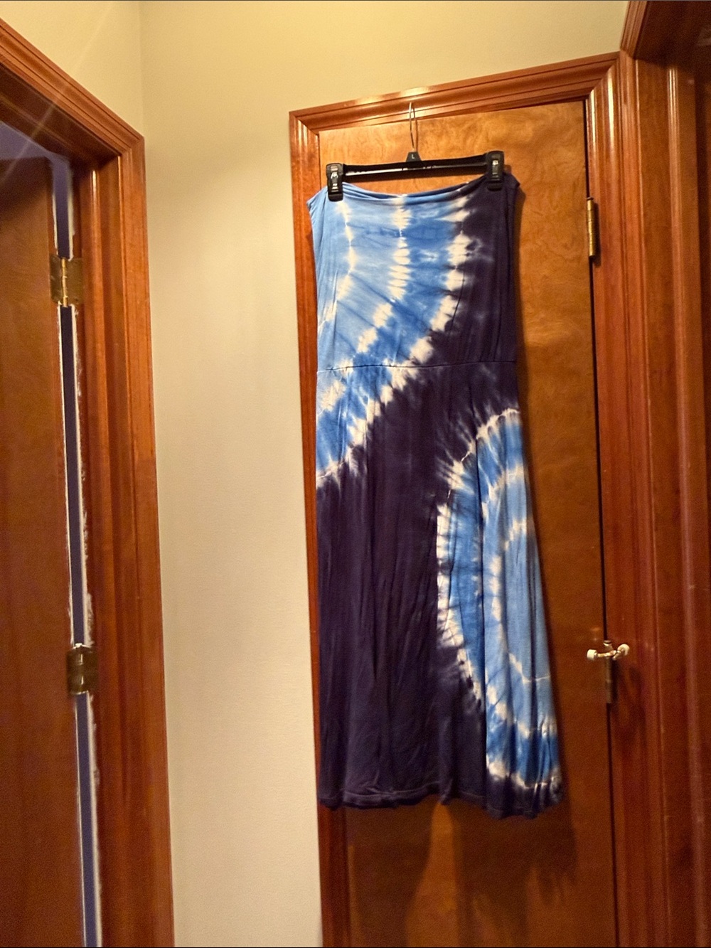 Tie-Dye Blue Maxi Dress/Fold over Skirt - Women